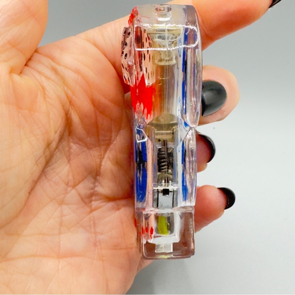 Unbranded Clear Flip Lighter with Red Blue Gear Design – No Fluid, Collectible - Picture 6 of 7